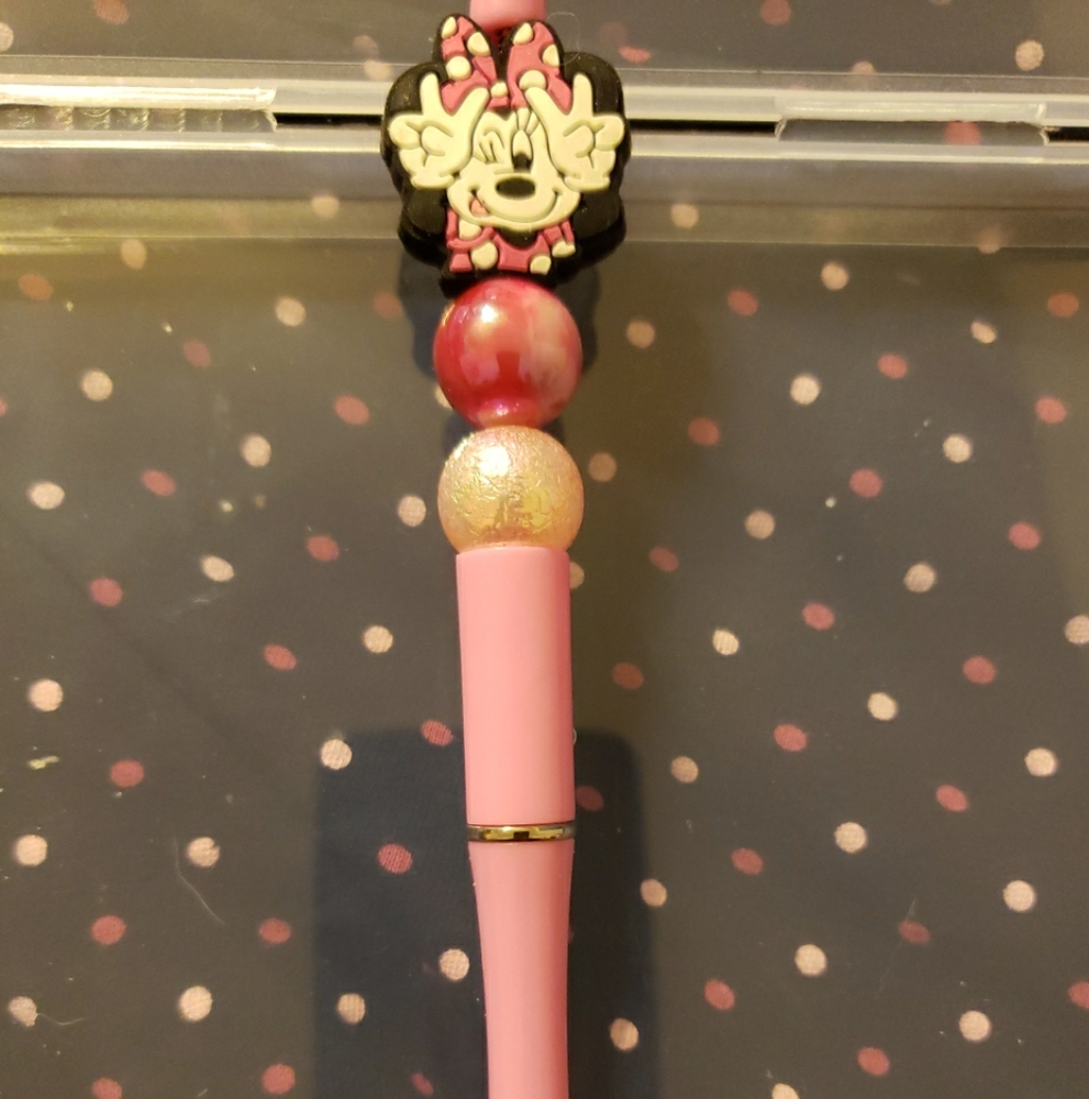 Handmade Disney Minnie  Mouse Pink Hair Bow with White Polka Dots